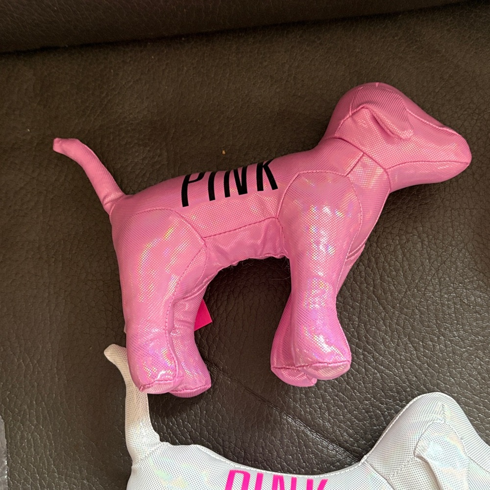 Victoria secret pink set of two shimmery dogs in pink and white - Picture 4 of 9